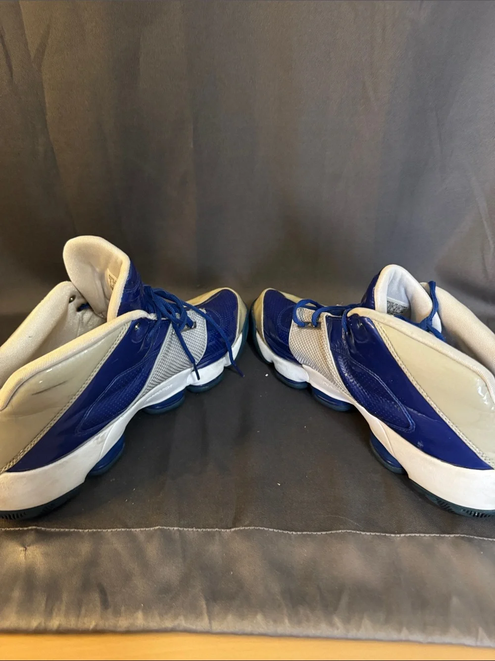 Vintage Adidas Formotion Blue and Grey High-Top Athletic Sneakers